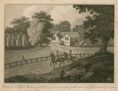 Sommerhus i Hyde Park, hvor der opbevares stoffer osv. til genvinding af druknede personer af English School
