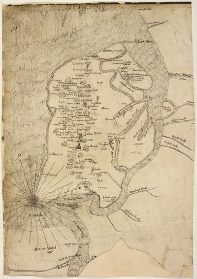 Bomuld Augustus I.i f.51 Kort over Isle of Sheppey tilskrevet kartografen Robert Lythe af English School