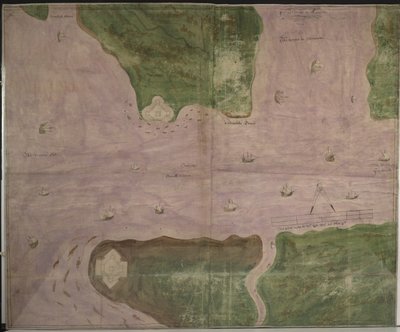Cotton Augustus I.i f.56 Plan of Orwell Haven af Richard Lee af English School