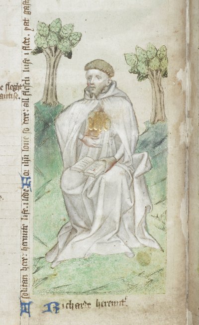 Bomuld MS Faustina B.VI (2) f008v, Richard Rolle fra Hampole, detalje (vellum) af English School
