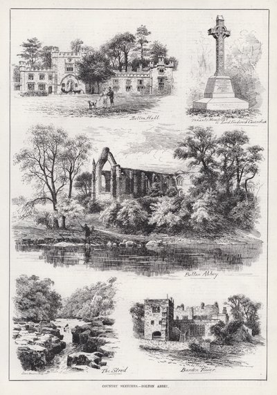 Country Sketches, Bolton Abbey (gravering) af English School