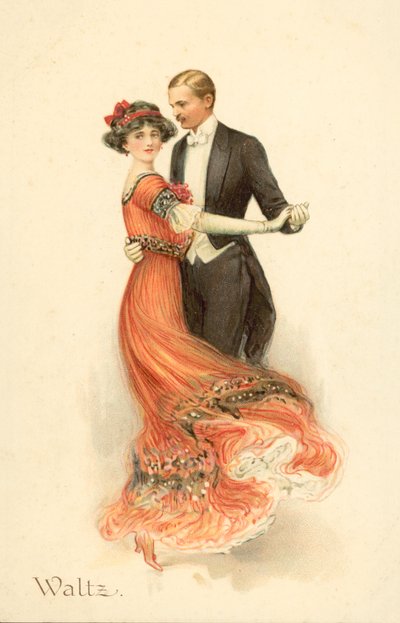Par, der danser vals (chromolitho) af English School