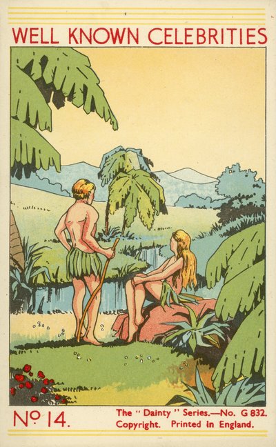Par klædt i blade (farve litho) af English School