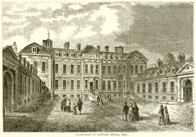 Court-Yard af Montagu House, 1830 af English School
