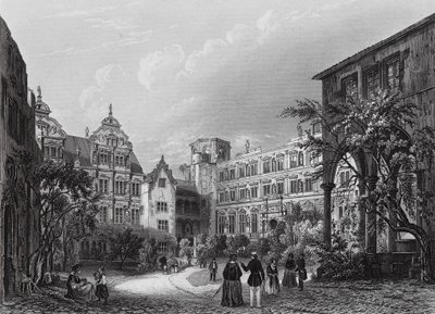 Hofgården i Heidelberg (kobberstik) af English School