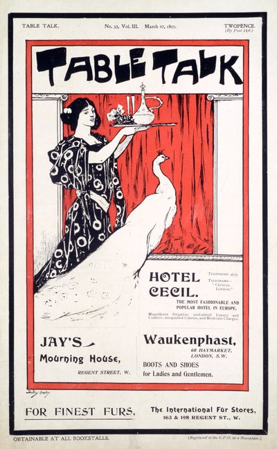 Forside af Table Talk Magazine, 27. marts 1897 (farve litho og bogtryk) af English School