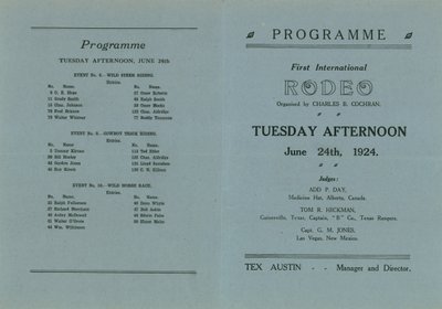 Cover af programmet for den første internationale Rodeo af English School