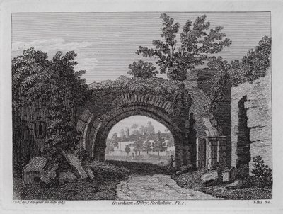 Coverham Abbey, Yorkshire (gravering) af English School