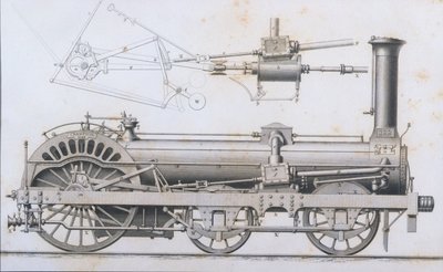 Cramptons Railway Locomotive Steam Engine fra Cyclopaedia of Useful Arts & Manufactures, redigeret af Charles Tomlinson, ca. 1880