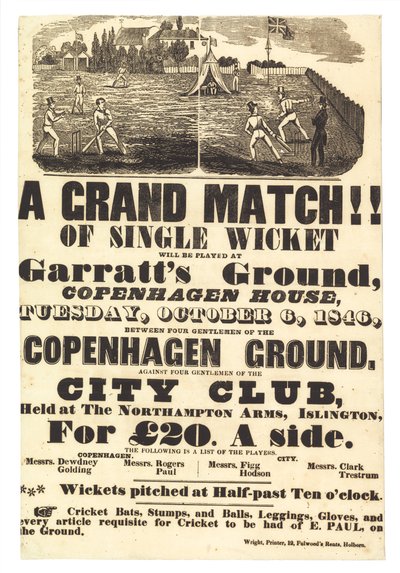Cricketkamp, 6. oktober 1846 af English School