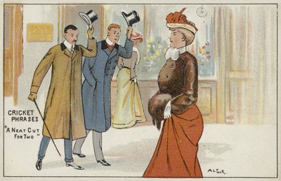 Cricket-sætninger: "en pæn snit for to" (chromolitho) af English School