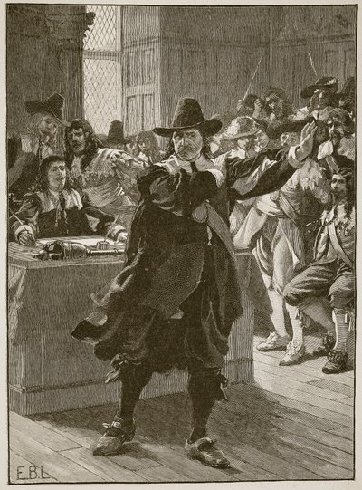 Cromwell taler for det lange parlament for sidste gang, illustration fra Cassells Illustrated History of England (sepiafoto) af English School