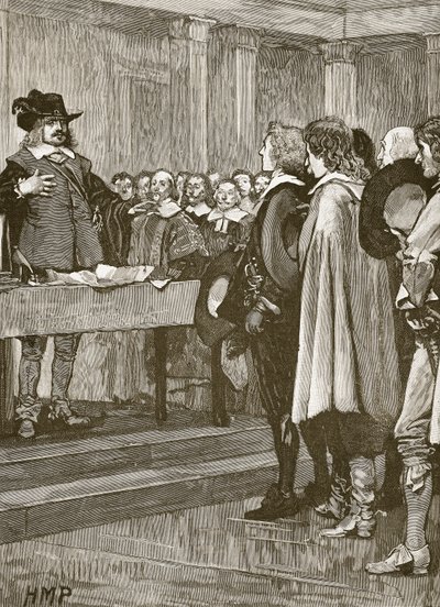 Cromwell nægter kronen, illustration fra Cassells Illustrated History of England (sepia foto) af English School