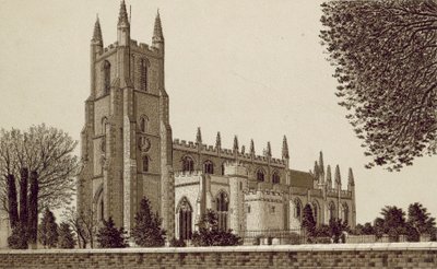 Croydon: Croydon Parish Church (litho) af English School