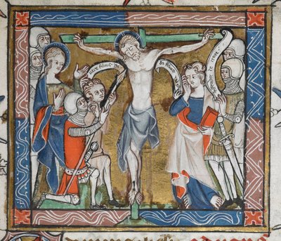 Korsfæstelse på et grønt kors af English School