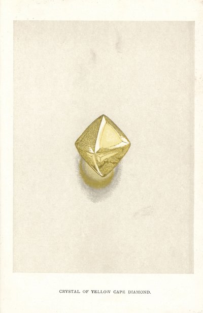 Krystal af Yellow Cape Diamond, fra Edwin Streeters "Precious Stones and Gems," London, George Bell & Sons af English School
