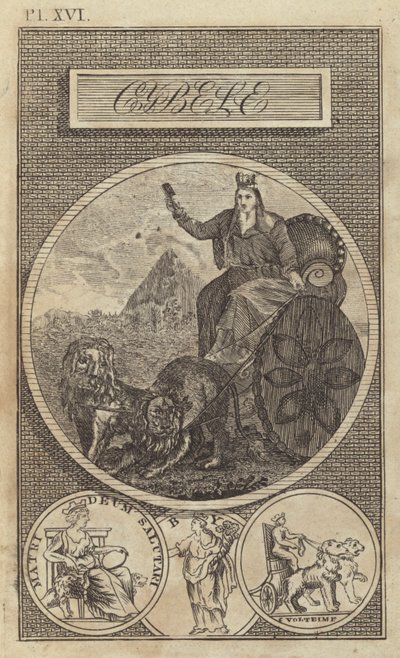 Cybele, gammel anatolsk, græsk og romersk jordgudinde (gravering) af English School