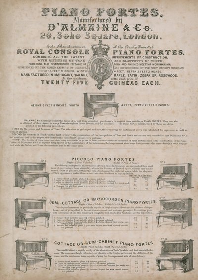 DAlmains Piano Manufacturers, Soho Square af English School