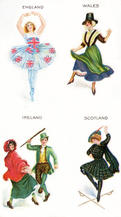 Dansere fra de britiske øer, cigaretkort, 1915 (se også 472941, 472966,472956,472963) af English School