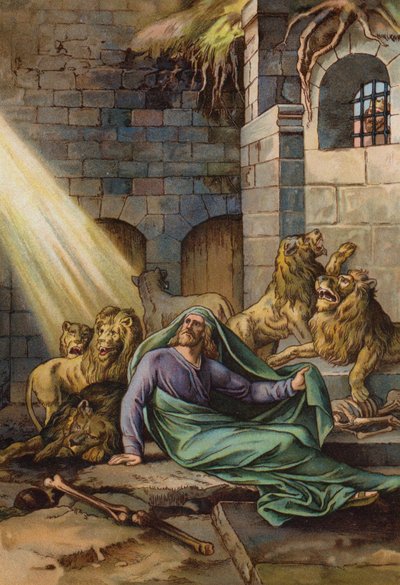 Daniel i løvenes hule (chromolitho) af English School