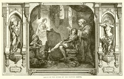 Dante i maleren Giottos atelier af English School