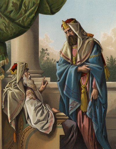 David giver Salomon en befaling (chromolitho) af English School