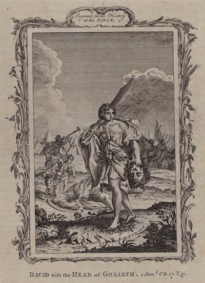 David med Goliat-hovedet (kobberstik) af English School