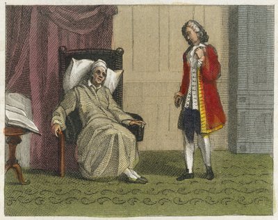 Addisons død (farvelagt kobberstik) af English School