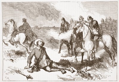 Death of Gustavus Adolphus, illustration fra The History of Protestantism af James Aitken Wylie (1808-1890), pub. 1878 af English School