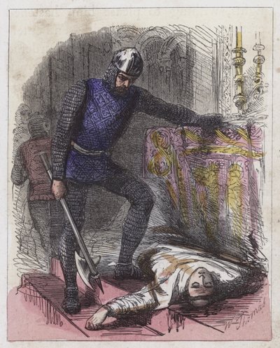 Death of a Becket (farvet gravering) af English School