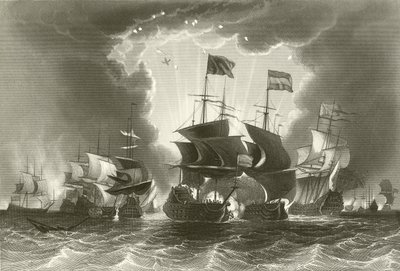 Nederlag af den hollandske flåde af admiral Blake af English School