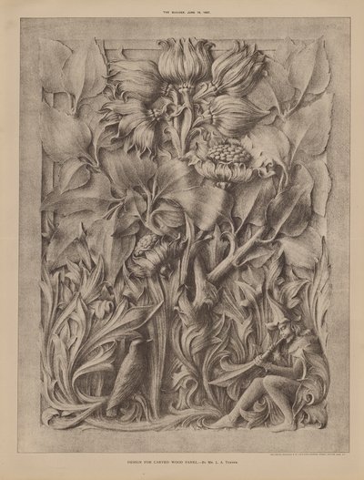 Design til udskåret træpanel (gravering) af English School