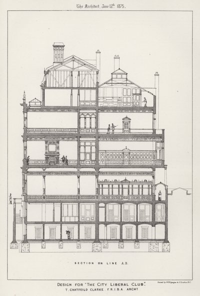 Design til "The City Liberal Club" (gravering) af English School