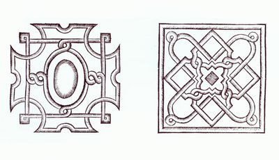 Design til en knudehave, fra The Country Housewifes Garden, af William Lawson, udgivet 1638 af English School
