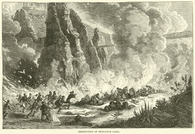 Destruktion af petroleumsbeholdere, december 1870 af English School