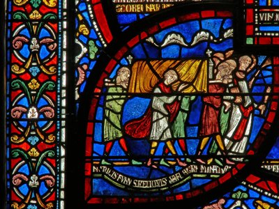 Detalje fra Miracle Window, der skildrer Jordan Fitzeisulfs historie af English School