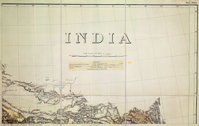 Detalje af et kort over grænsen mellem Indien og Tibet af English School