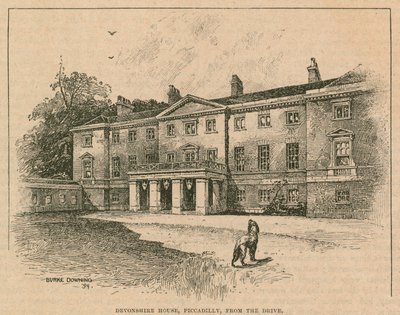 Devonshire House, Piccadilly, London, von der Auffahrt aus von English School