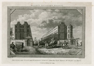 Devonshire Place og Wimpole Street fra New Road, St. Marylebone af English School