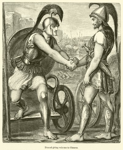 Diomed byder velkommen til Glaucus (gravering) af English School