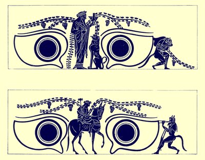 Dionysos, Hephaistos and Satyrs, illustration fra græske vasemalerier af J. E. Harrison og D. S. MacColl, udgivet 1894 (digitalt forbedret billede) af English School