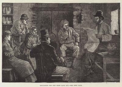 Diskussion af New Irish Land Act (gravering) af English School