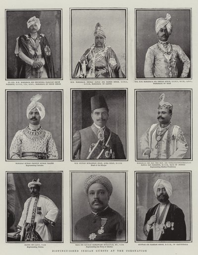 Distinguished Indian Guests at the Coronation, illustration fra The Graphic, 28. juni 1902 af English School