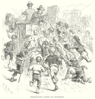 Uddeling af papirer til avisbude (gravering) af English School