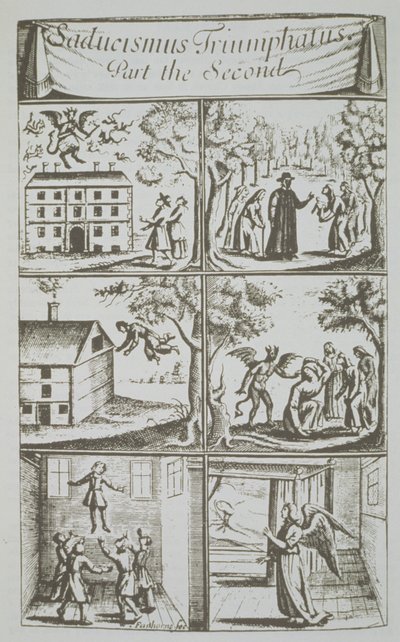 Diverse Manifestations of the Devil, kopi af en illustration fra Sadducismus Triumphatus Part II, af Joseph Glanvil, London 1681, brugt i en History of Magic, udgivet sent i det 19. århundrede af English School