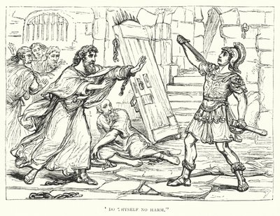 "Gør dig selv ingen skade" (gravering) af English School