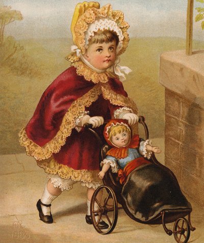 Dolly og jeg (farvelitografi) af English School