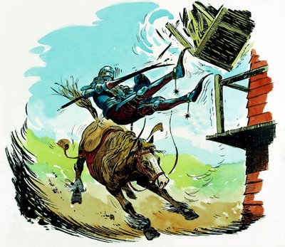 Don Quixote lader en vindmølle af English School