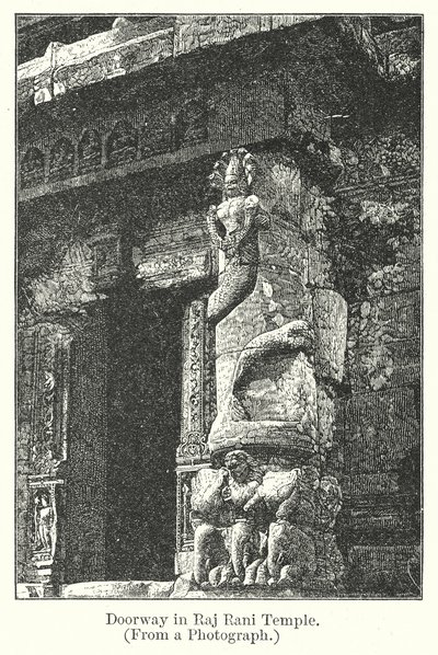 Døråbning i Raj Rani-templet (gravering) af English School