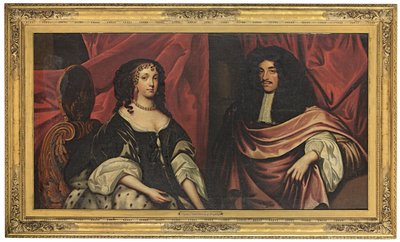 Dobbeltportræt af kong Charles II og Catherine af Braganza, ca. 1665 af English School
